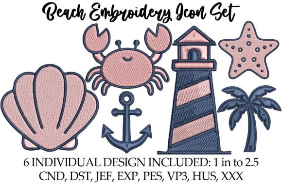 Beach Embroidery Icon Set Review