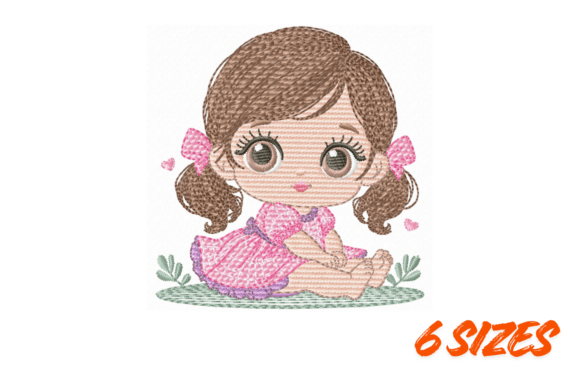 Cute Girl Embroidery Design Pack