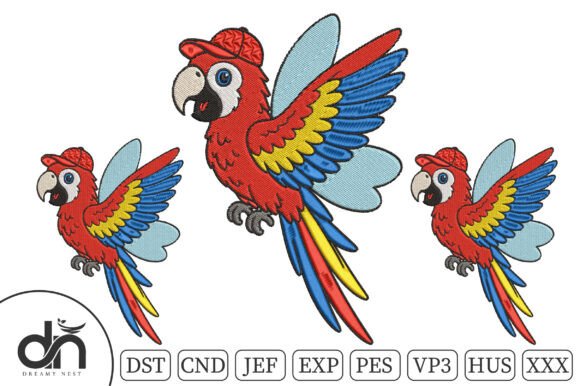 Flying Parrot Machine Embroidery Design