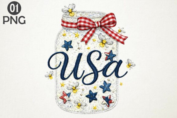 USA Mason Jar Patriotic Bee Embroidery Review