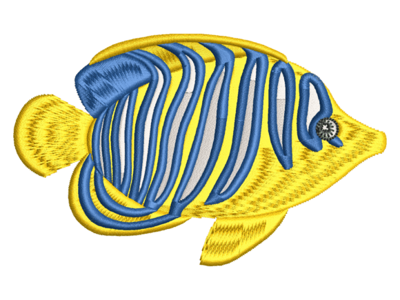 Yellow Tropical Fish Embroidery